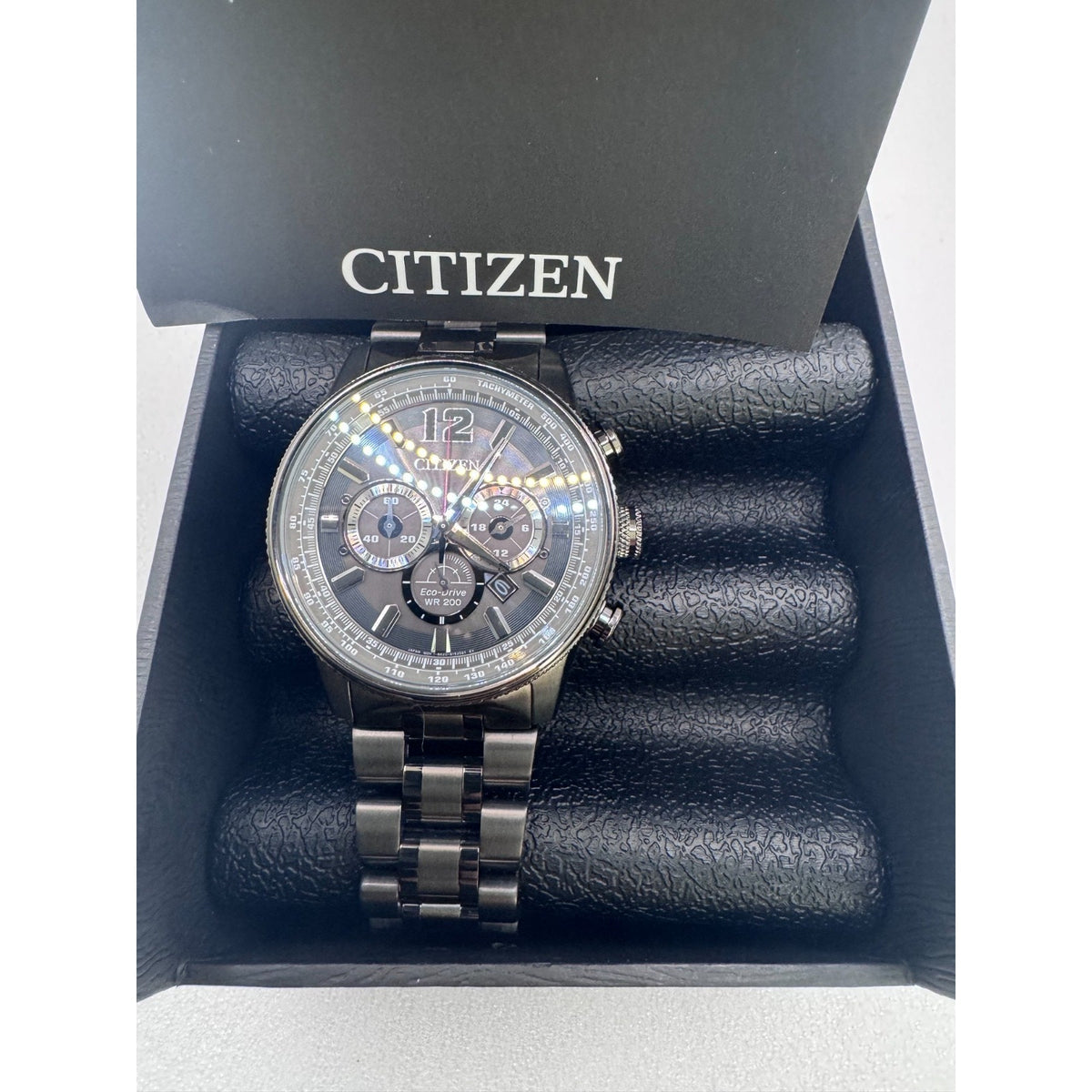 Citizen Eco Drive Men's Nighthawk Chronograph Grey Watch CA4377-53H $575 RETAIL
