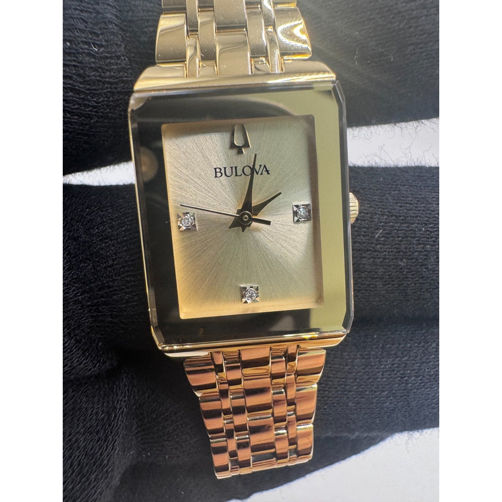 Bulova Modern Store Display Women's Gold Tone Gemmed Quartz Watch 97P140