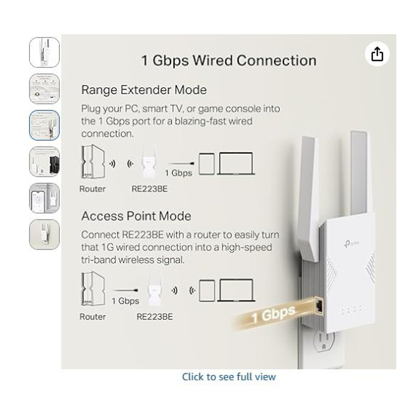 FACTORY SEALED TP-Link BE3200 Wi-Fi 7 Range Extender RE223BE w/Ethernet Port