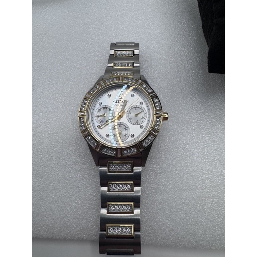 Citizen Eco-Drive Ladies Watch Two-Tone Stainless Steel Crystal Accents