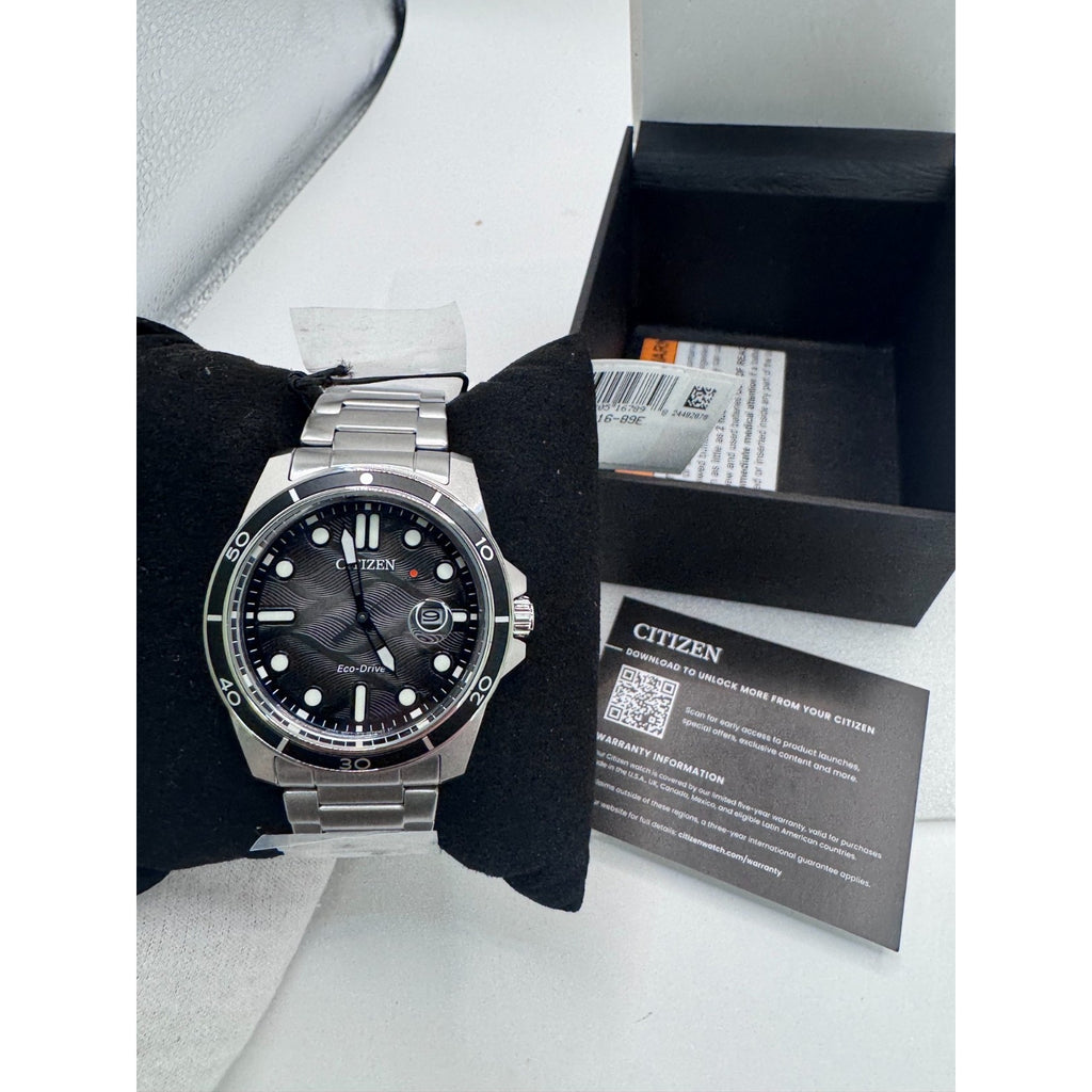 Citizen Marine 1810 Eco-Drive Black Dial Men's Watch AW1816-89E NEW w STICKERS