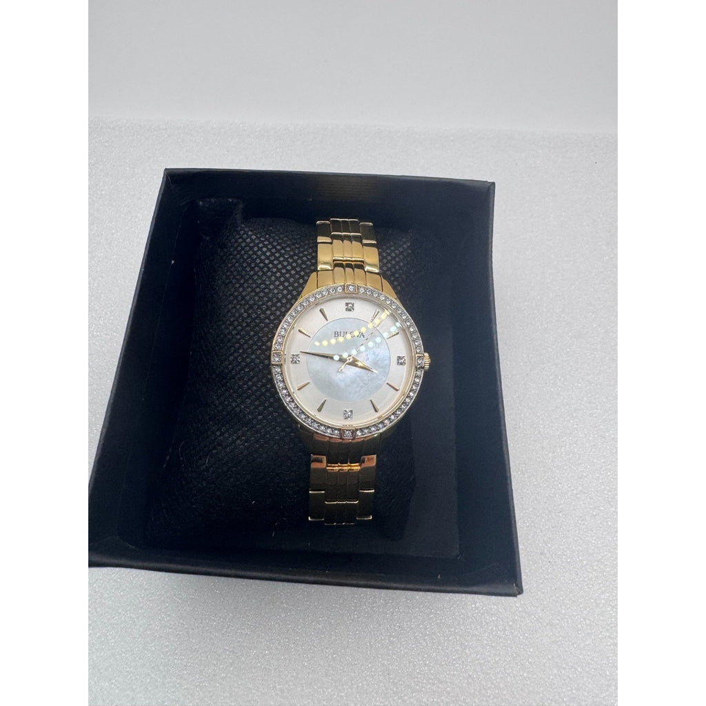 Bulova Women's Quartz Gold-Tone Watch 32mm 98L274 $365 MSRP