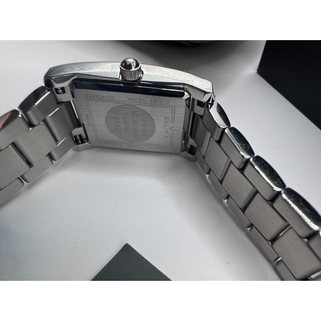 RARE Bulova Classic 96P262 Diamond Blue Dial Stainless Steel Women's Watch