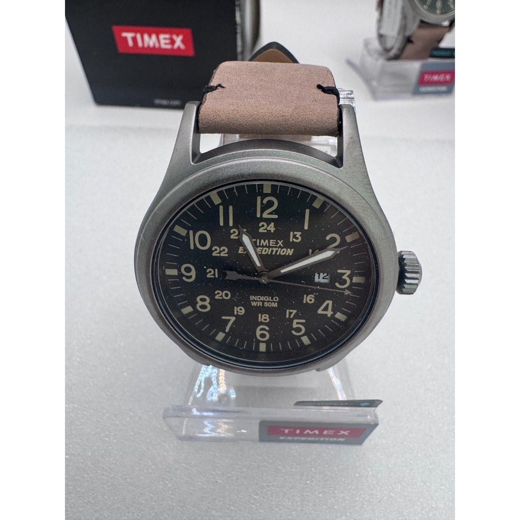 Timex Expedition Scout Watch Men 40mm Black Dial Gray Tone Date UNIQUE STRAP