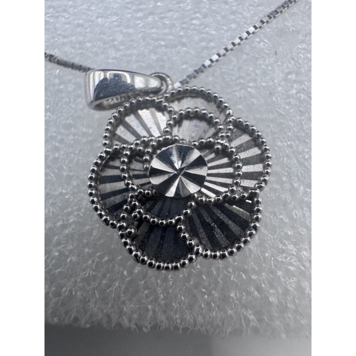 White Gold Diamond Cut Floral Pendant from Costco 14 Karat