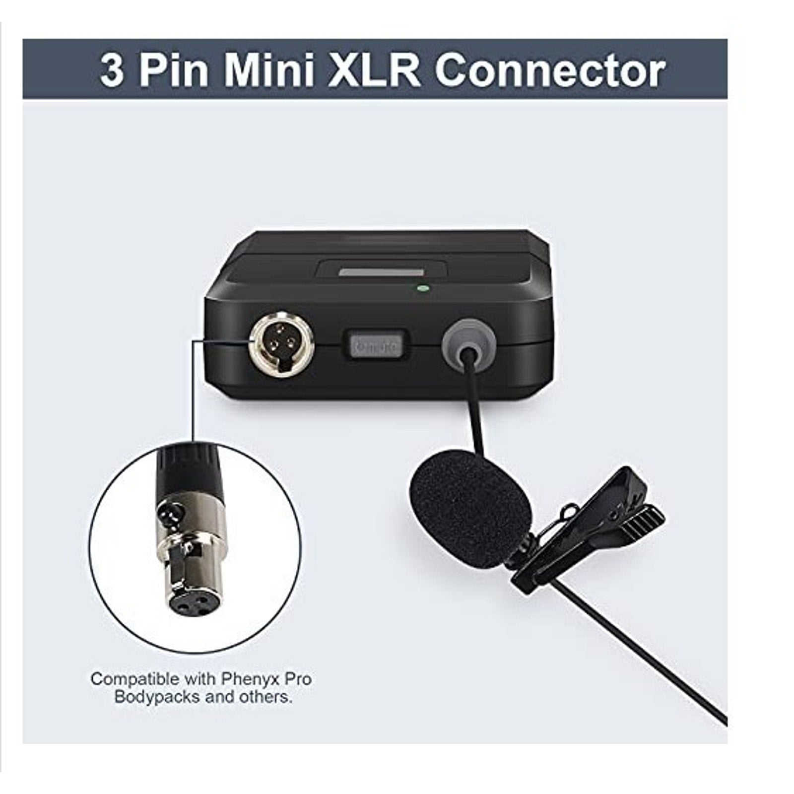 NEW Phenyx Pro PTU-5000 Wireless Lapel Microphone with Mini XLR Jack