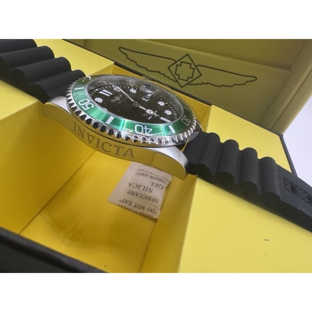 Invicta Pro Diver Shark 47166 43mm Green Bezel Black Dial Silicone Strap $249