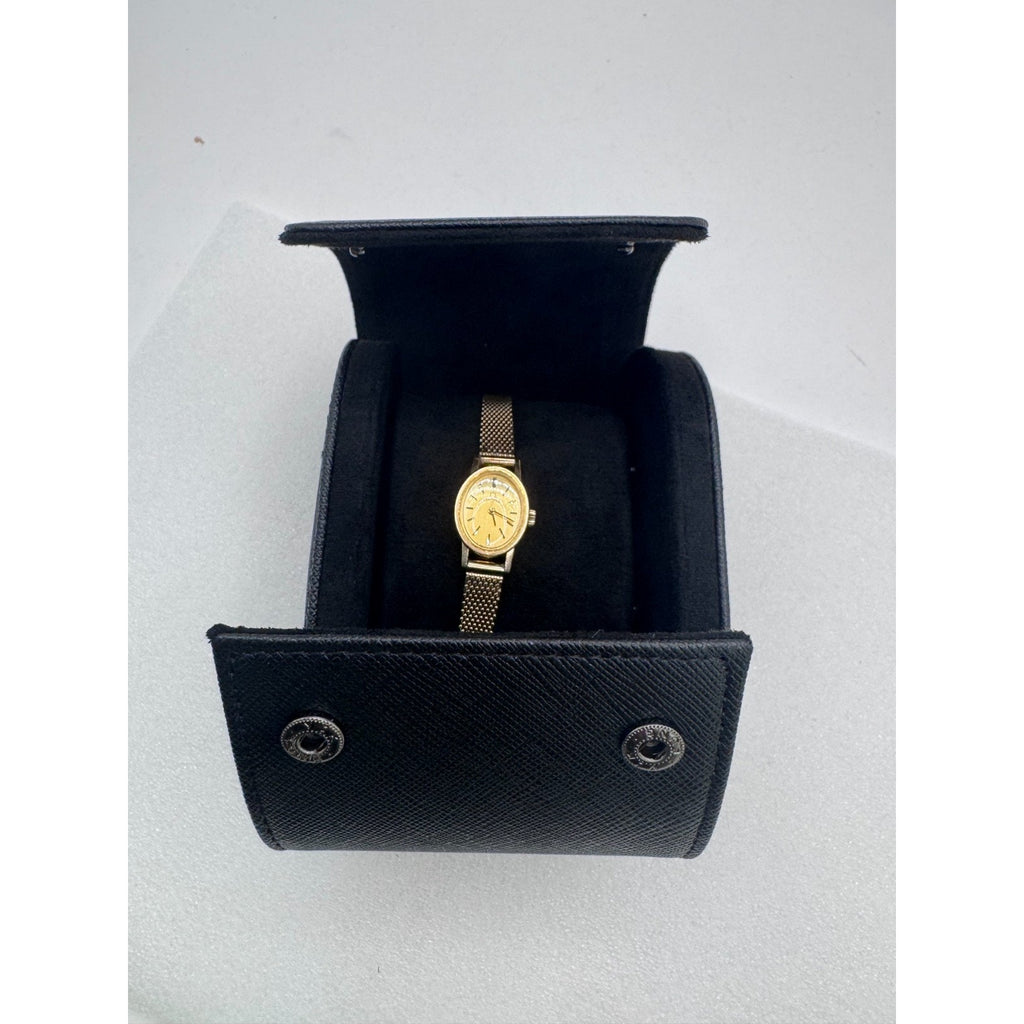 OMEGA Women's Vintage Oval Manual Mechanical Champagne Dial Gold Mesh Bracelet
