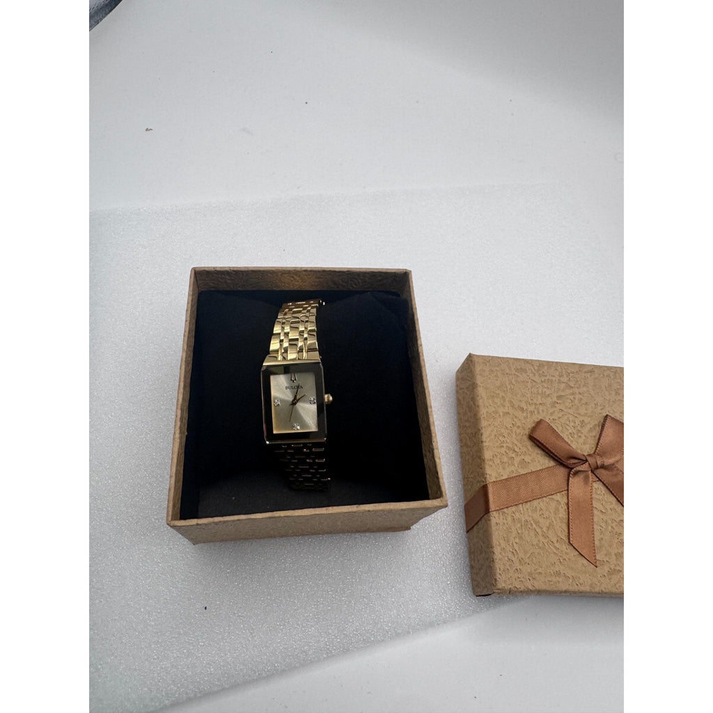 Bulova Modern Store Display Women's Gold Tone Gemmed Quartz Watch 97P140