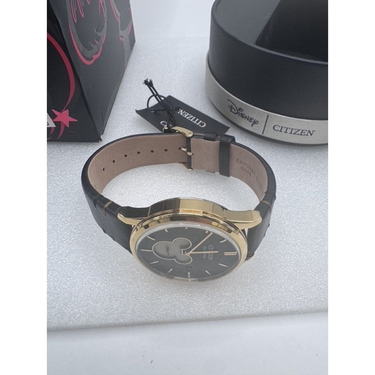 Citizen BV1132-16W Disney Mickey Mouse Unisex Black Dial Leather EcoDrive Watch