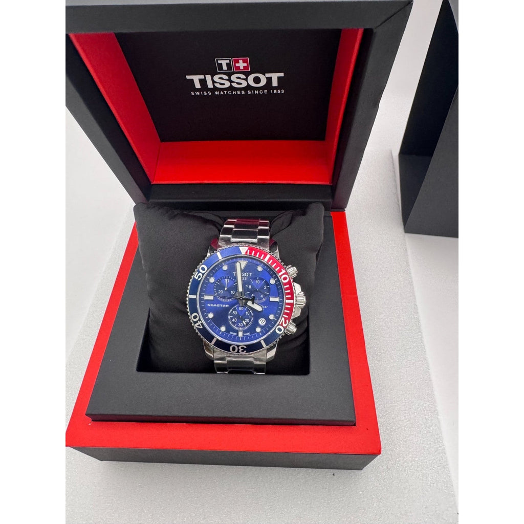 TISSOT SEASTAR 1000 QUARTZ CHRONO BLUE DIAL PEPSI SWISS WATCH T120.417.11.041.03