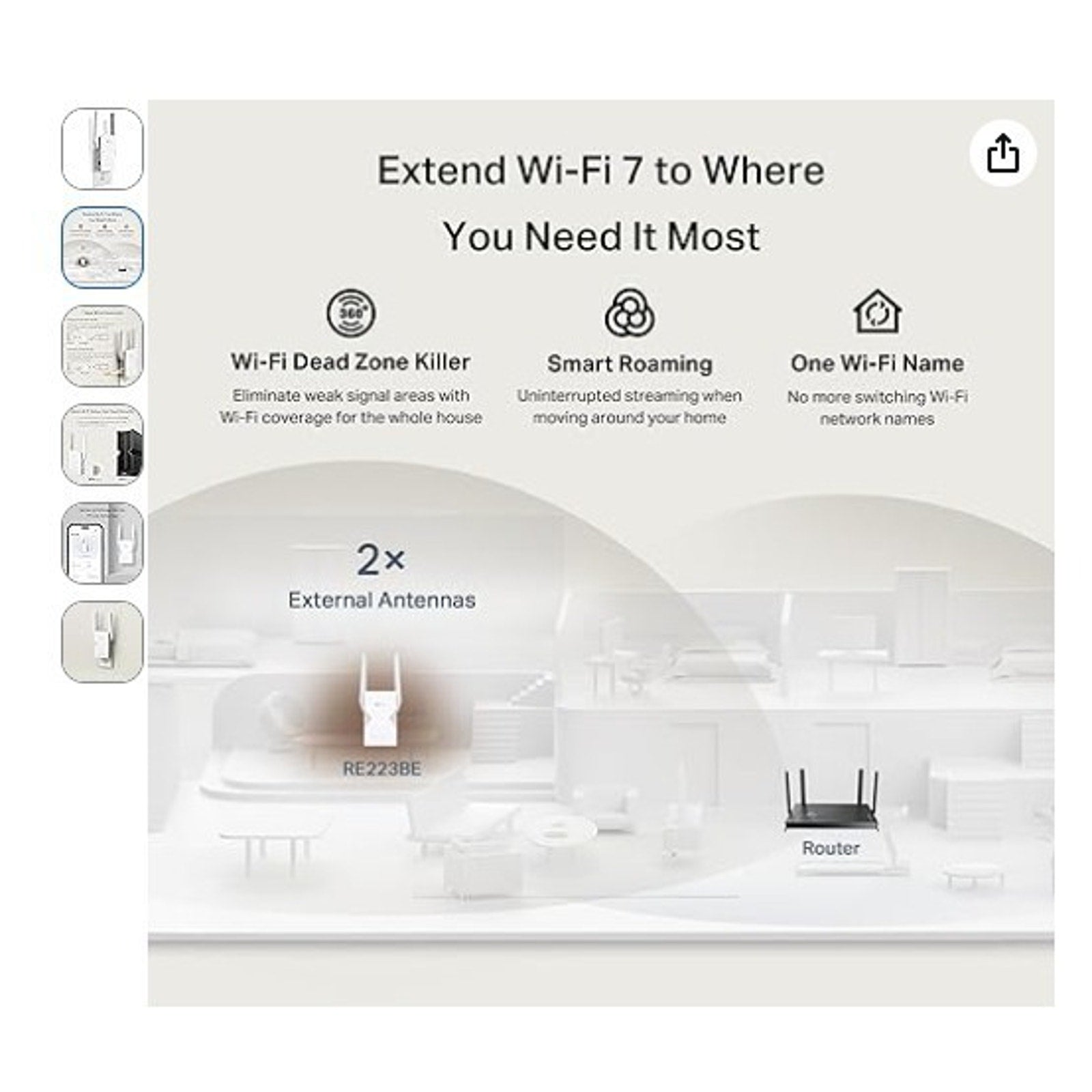 FACTORY SEALED TP-Link BE3200 Wi-Fi 7 Range Extender RE223BE w/Ethernet Port