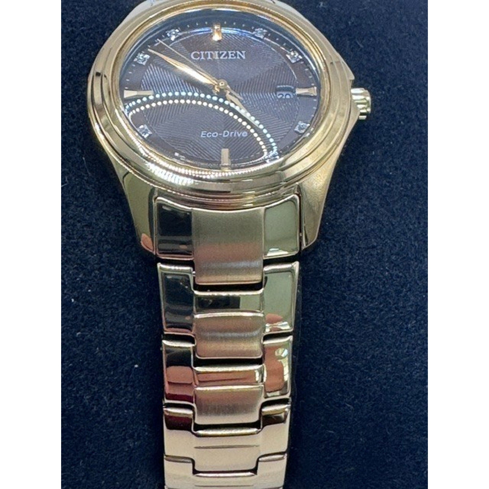 Citizen EcoDrive Ladies Dress Classic Gold Stainless Brown Dial Watch FE1138-88X