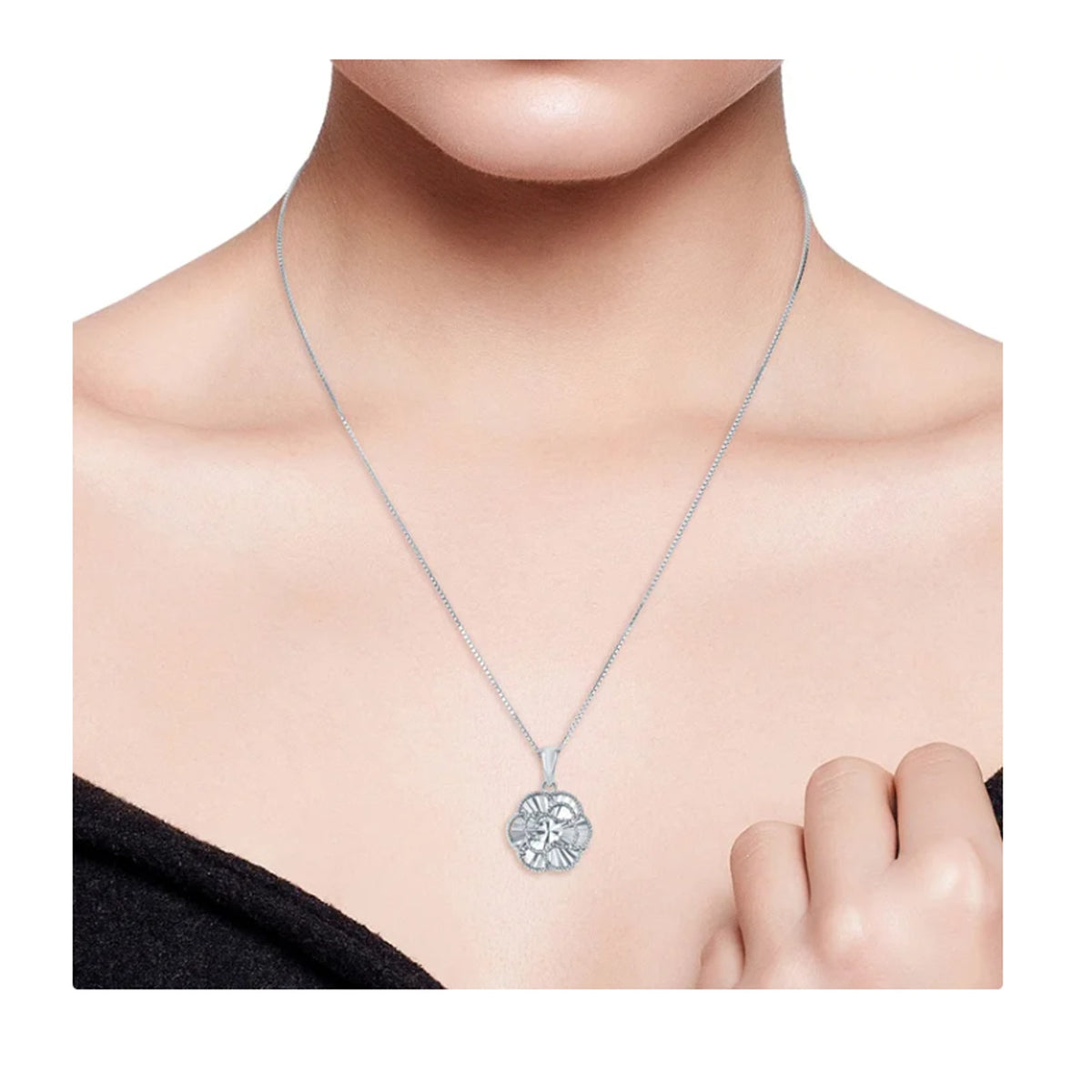 White Gold Diamond Cut Floral Pendant from Costco 14 Karat