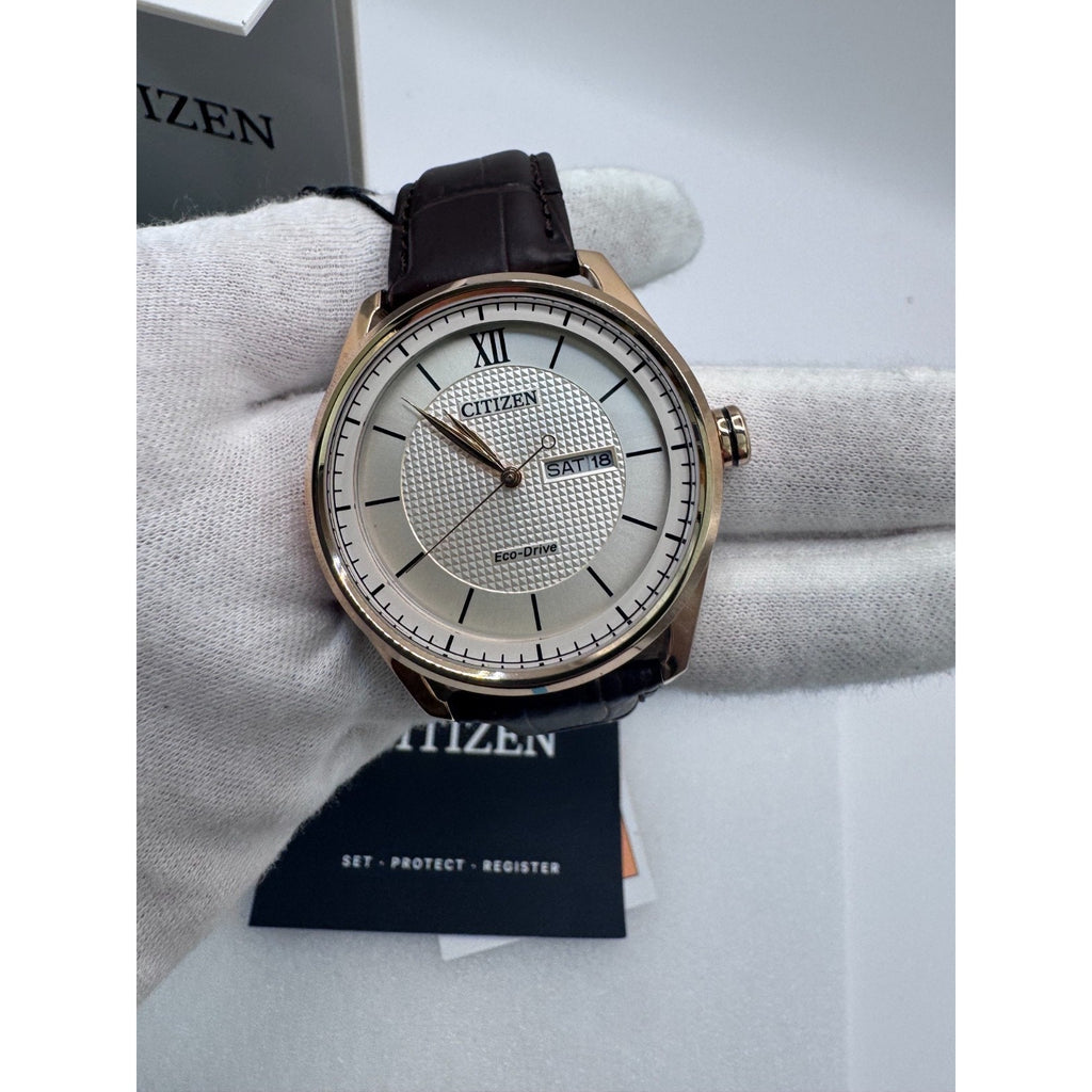 Citizen Eco-Drive Classic Ivory Dial Men's Watch AW0082-01A NEW w STICKERS