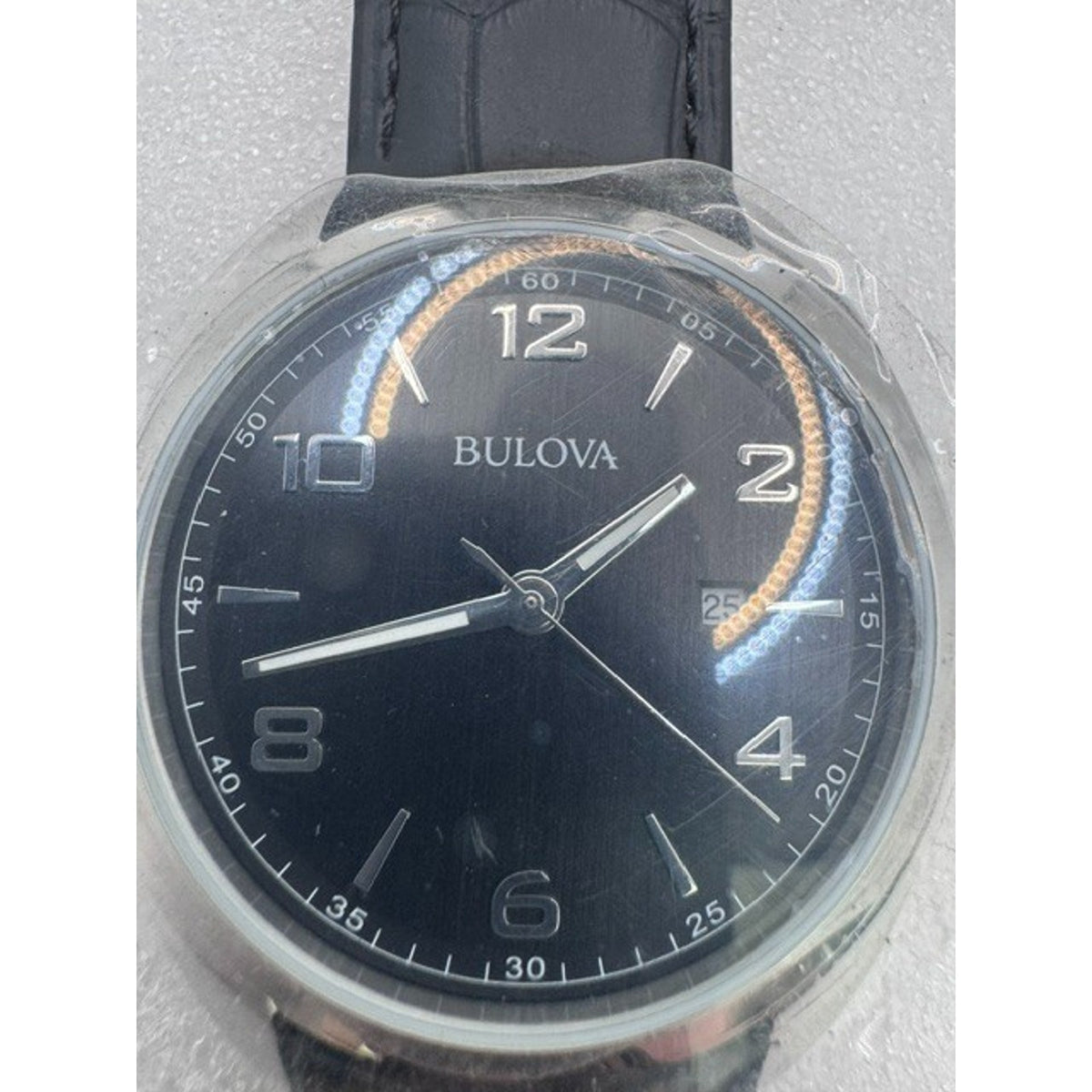 Bulova Men's Classic Date Indicator Quartz Black Leather Watch 42MM 96B453 NEW