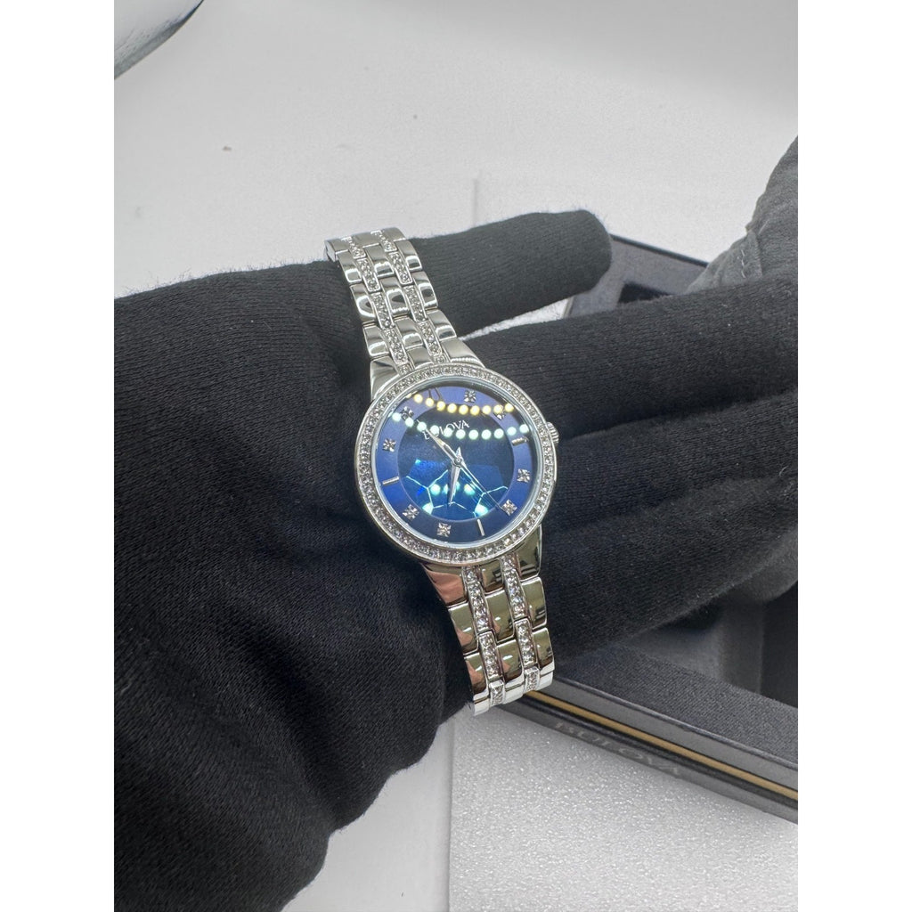 Bulova Ladies Phantom Quartz Crystal Blue Dial Watch - 96L276 NEW