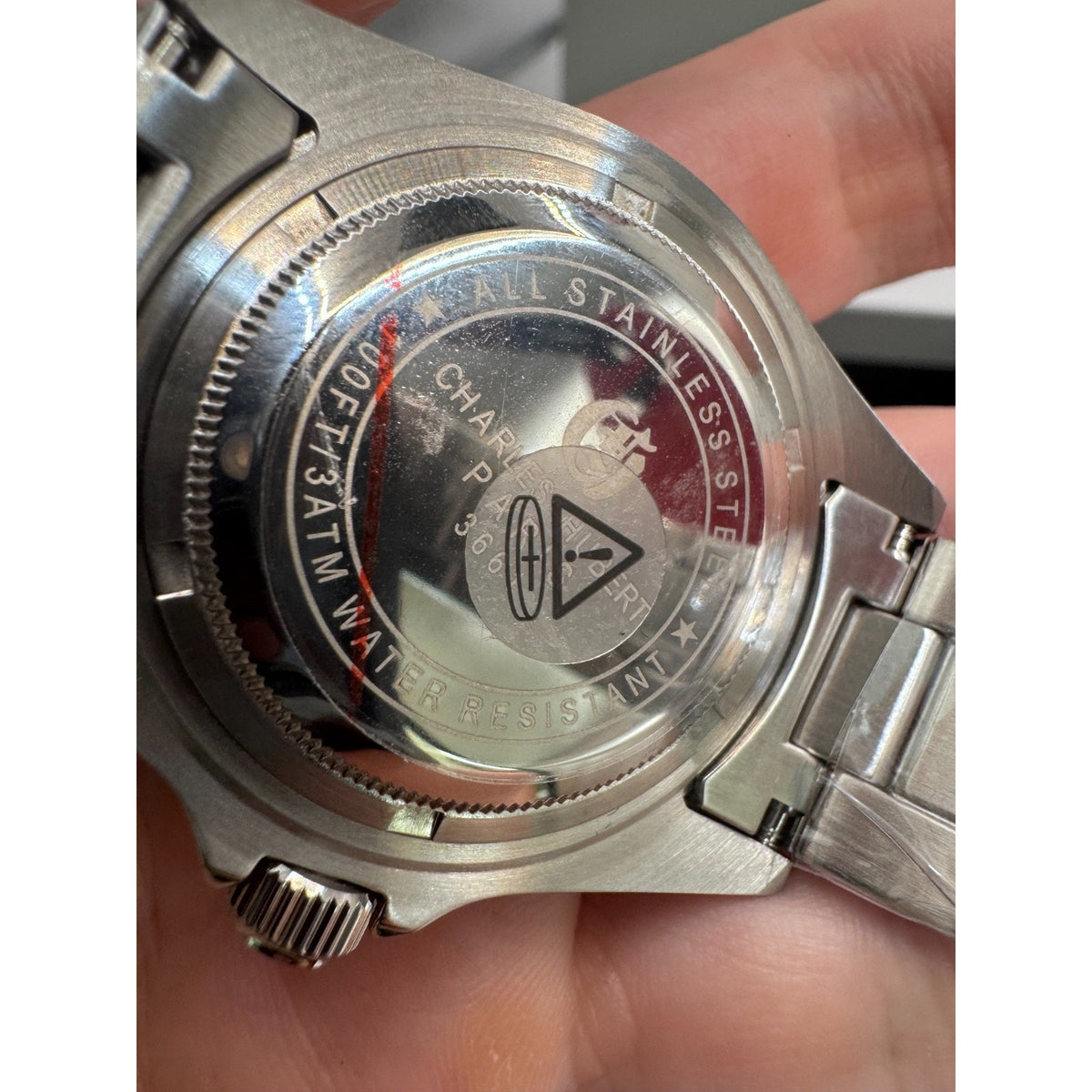 Charles-Hubert Black Diver Paris Mens Stainless Steel Quartz Watch #3661