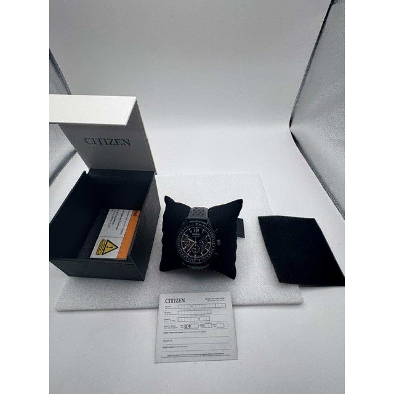 Citizen Eco-Drive Sport Casual Black Gray Mens 44mm Chronograph Watch CA4505-04E