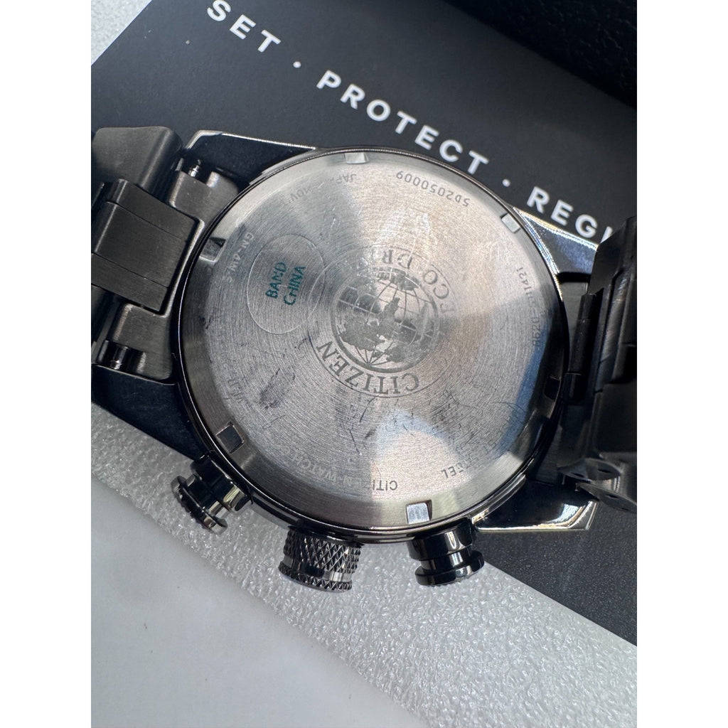 Citizen Eco Drive Men's Nighthawk Chronograph Grey Watch CA4377-53H $575 RETAIL