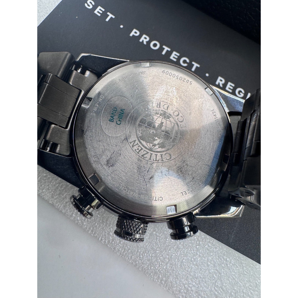 Citizen Eco Drive Men's Nighthawk Chronograph Grey Watch CA4377-53H $575 RETAIL