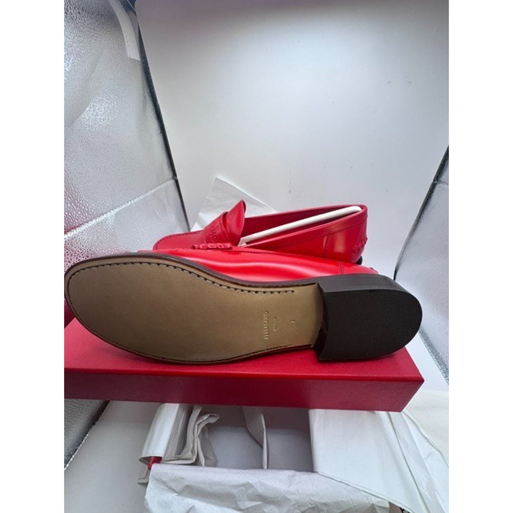 Salvatore Ferragamo Women's Loafer Flame Red Calf Leather Women's 7 D Wide
