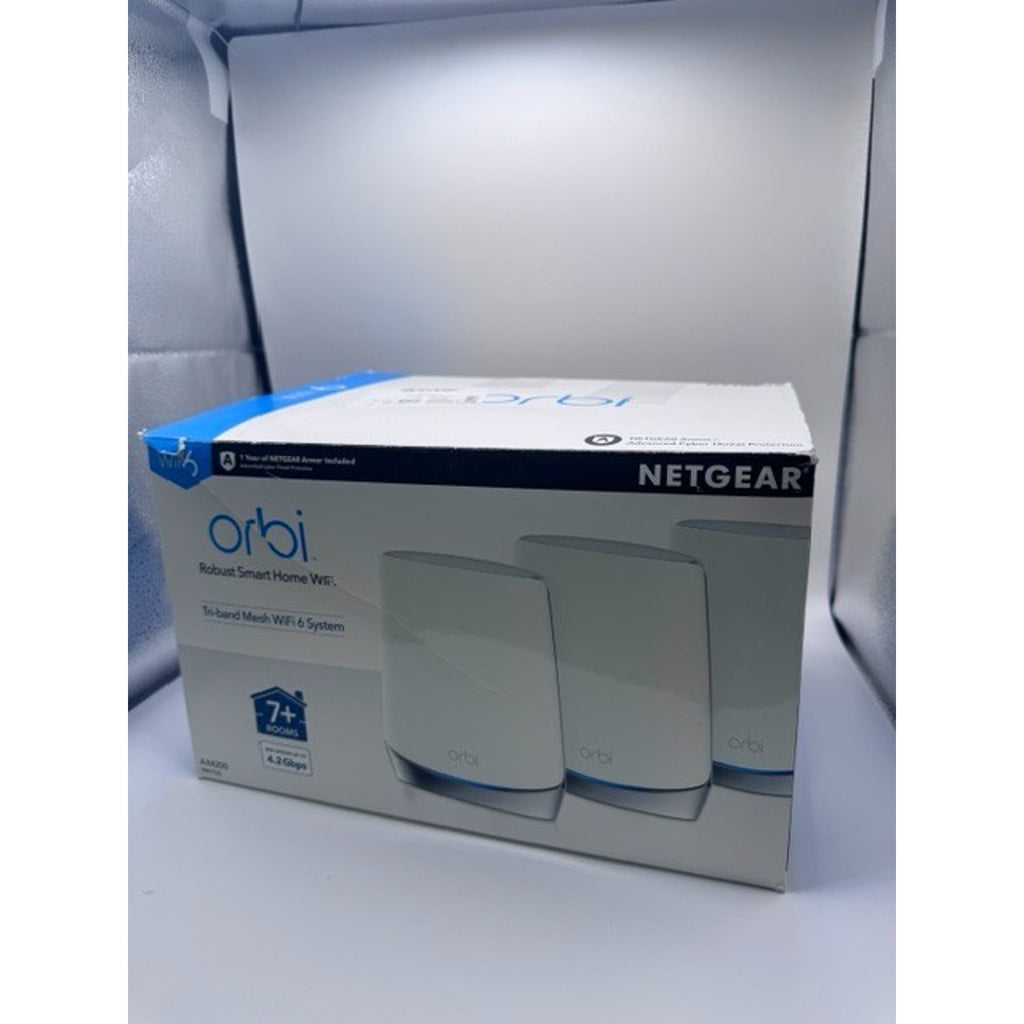 NETGEAR Orbi AX4200 Dual-Band Mesh Router w/ 2 Satellites White/Silver Open Box