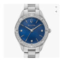 Bulova 96R243 (MSRP $595) Blue Dial Diamonds Stainless Ladies Watch