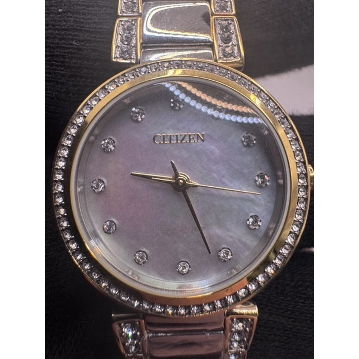 RARE Citizen Silhouette Crystal MOP Dial Ladies Watch EM0844-58D