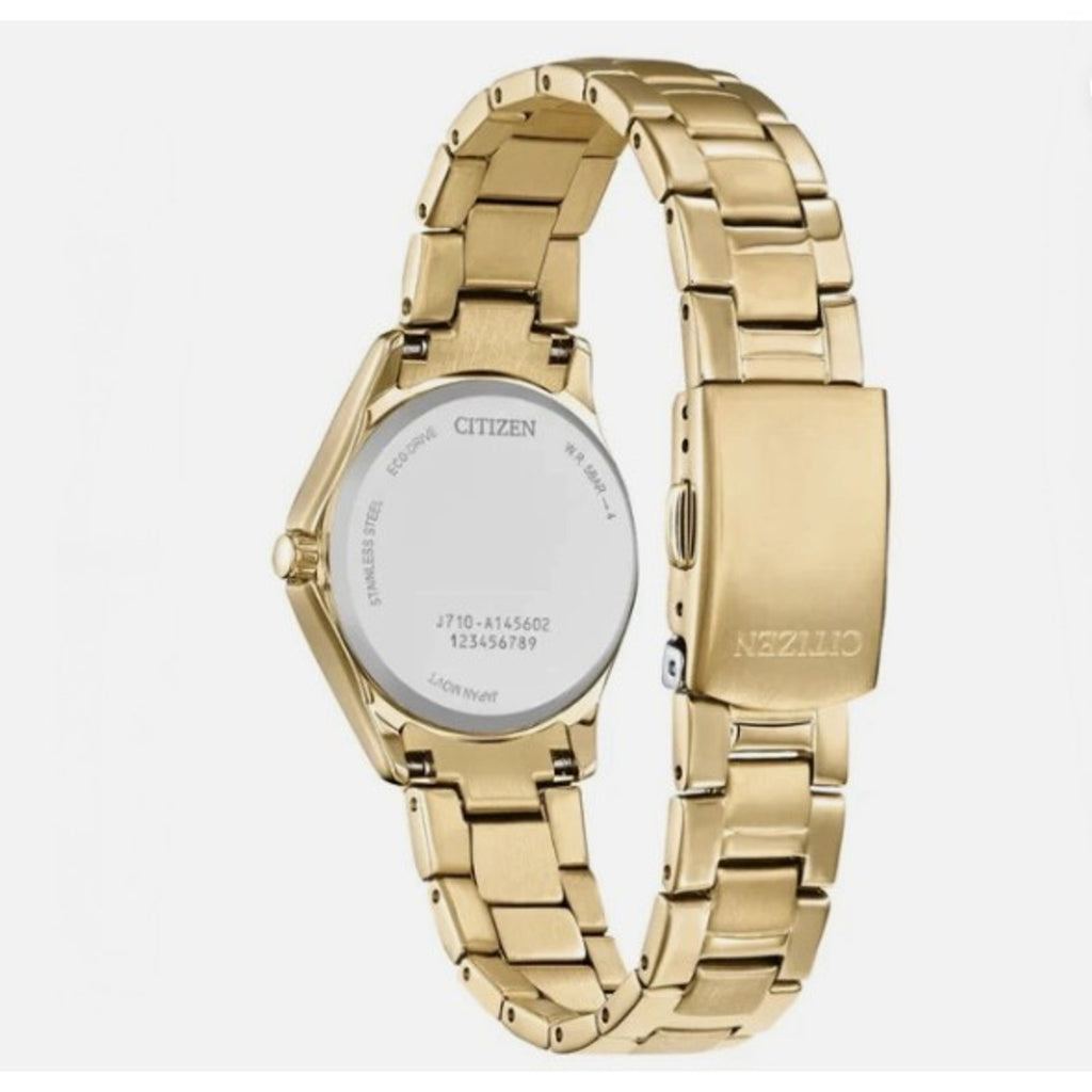 Citizen EcoDrive Ladies Dress Classic Gold Stainless Brown Dial Watch FE1138-88X