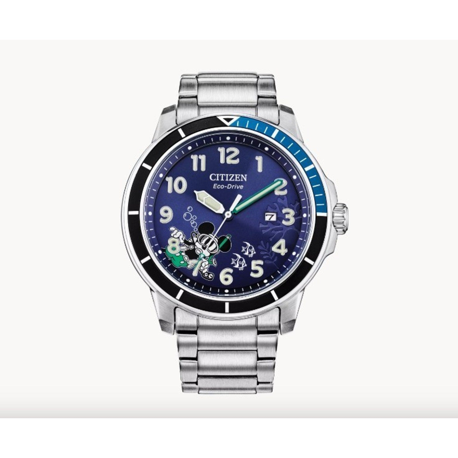 Citizen AW1529-81W Disney Mickey Mouse Eco-Drive Blue Dial Stainless Men's Watch