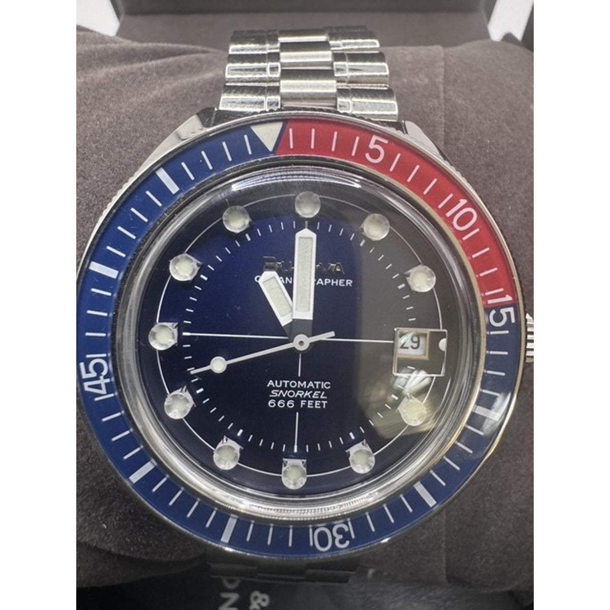 Bulova Oceanographer Blue Dial Stainless Men's Automatic Watch 41mm 96B477