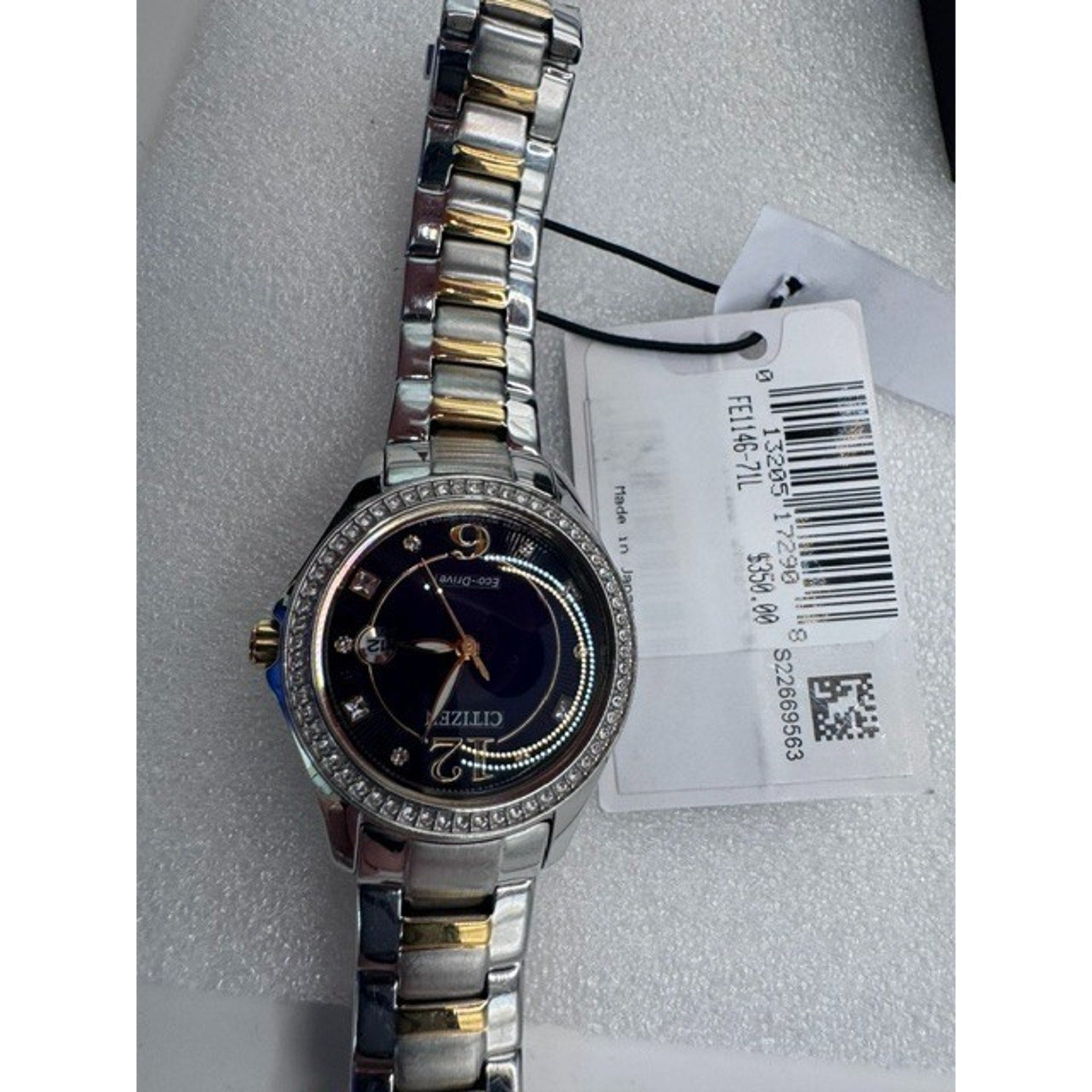 Citizen FE1146-71L Eco-Drive Two-Tone Crystal Diamond Ladies Watch 29mm