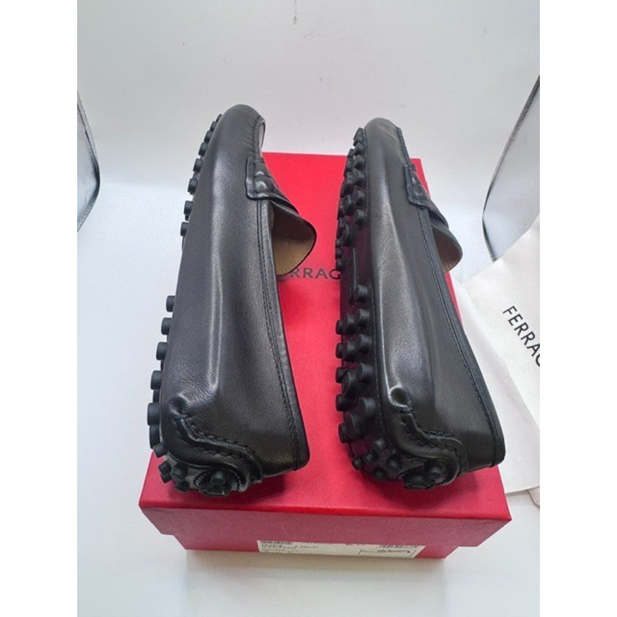 Salvatore Ferragamo Iside Driver Loafer Black Biscotto Calf Women's 8 C Medium
