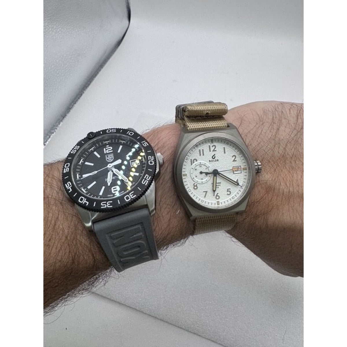 BOLDR VENTURE WAYFARER Automatico Titanio Bianco Tessuto Zaffiro Orologio Uomo
