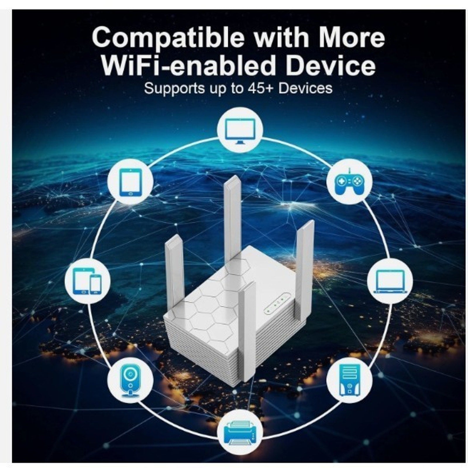 WiFi Extender Signal Booster Wireless Dual Band 5.8GHz & 2.4GHz 1200Mbps