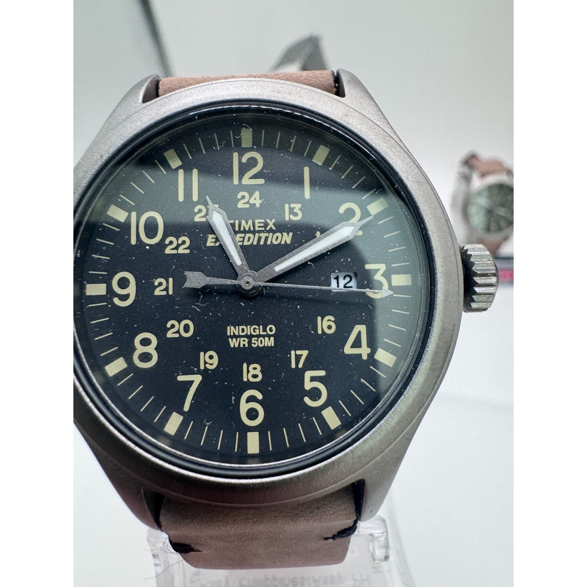 Timex Expedition Scout Watch Men 40mm Black Dial Gray Tone Date UNIQUE STRAP