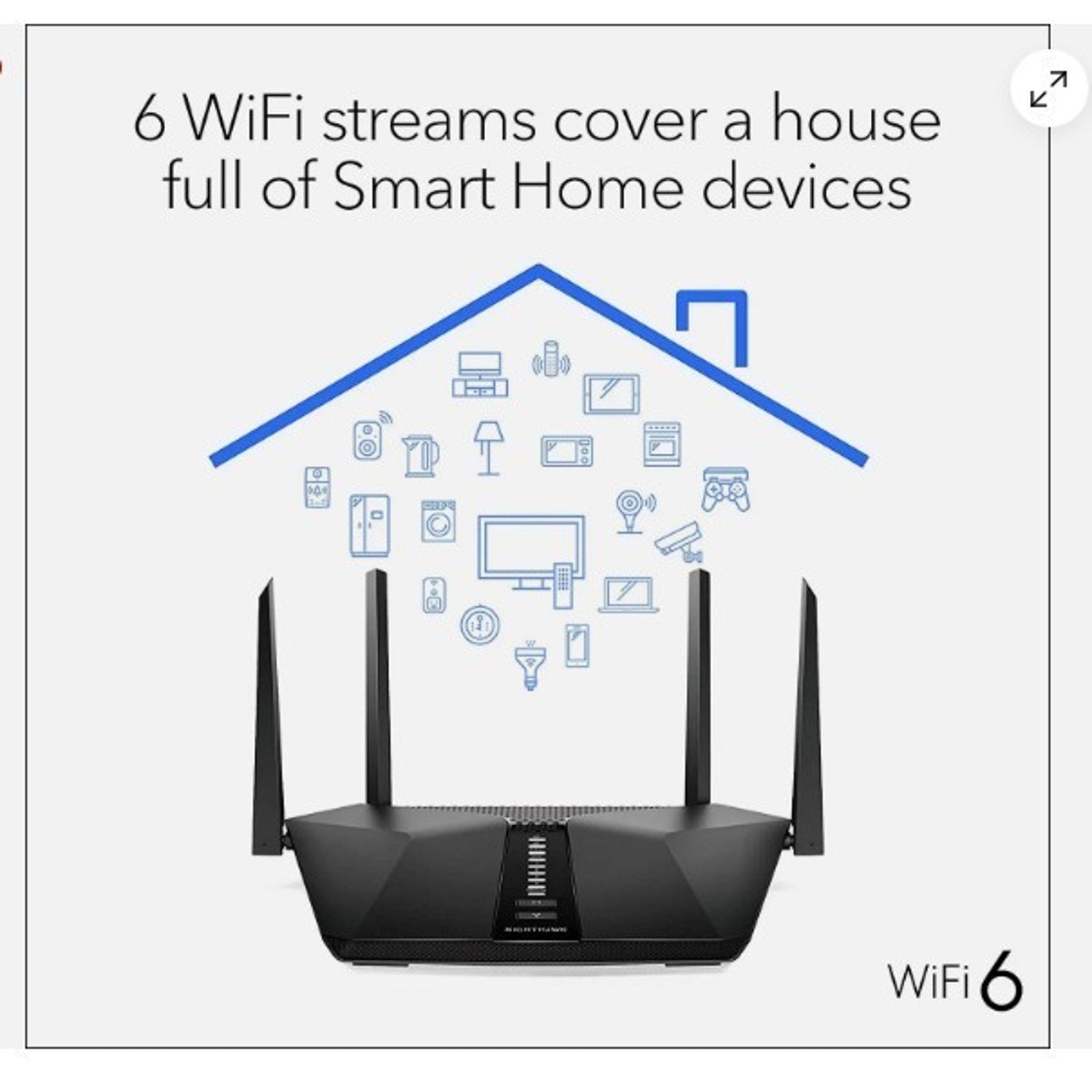 NETGEAR Nighthawk AX6 6-Stream AX5400 WiFi 6 Dual-Band Router Black RAX50-100NAS