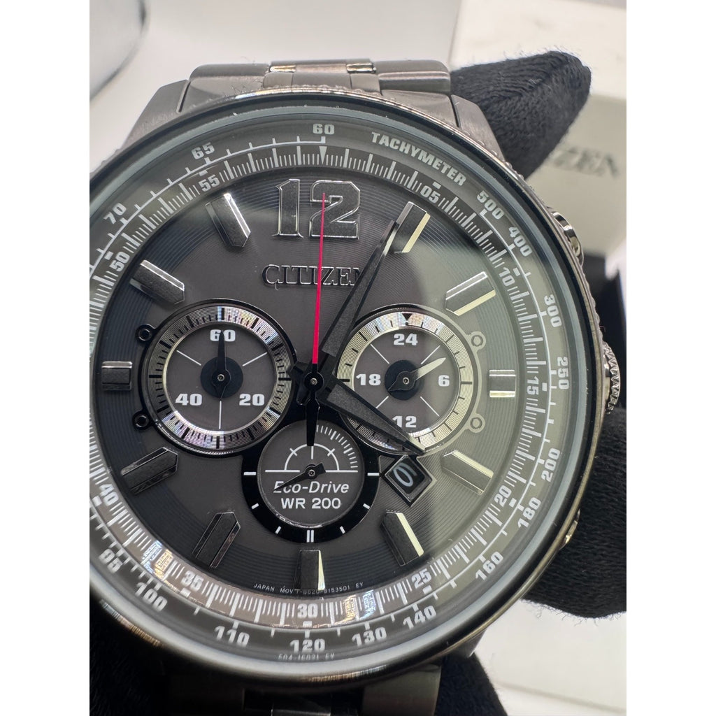 Citizen Eco Drive Men's Nighthawk Chronograph Grey Watch CA4377-53H $575 RETAIL