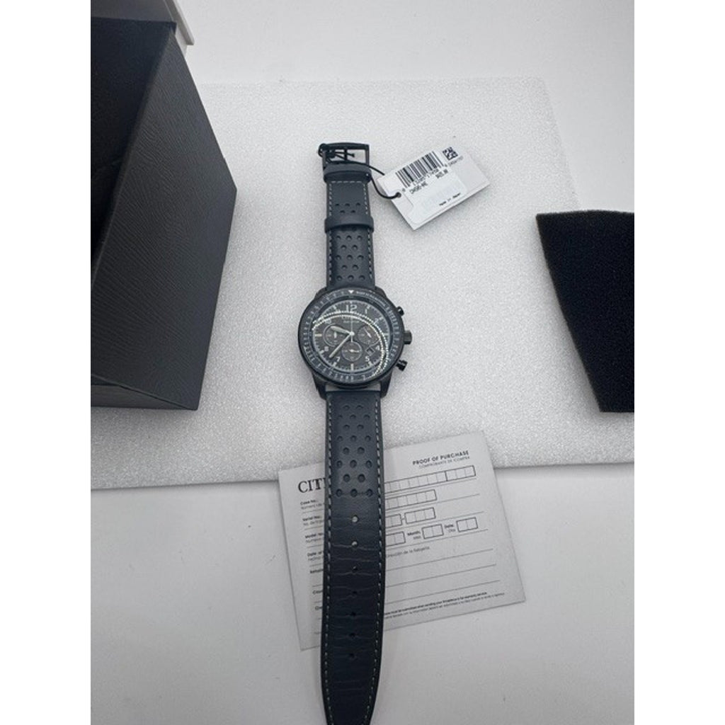 Citizen Eco-Drive Sport Casual Black Gray Mens 44mm Chronograph Watch CA4505-04E
