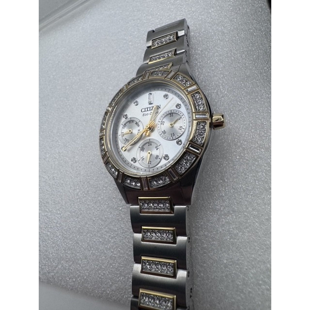 Citizen Eco-Drive Ladies Watch Two-Tone Stainless Steel Crystal Accents
