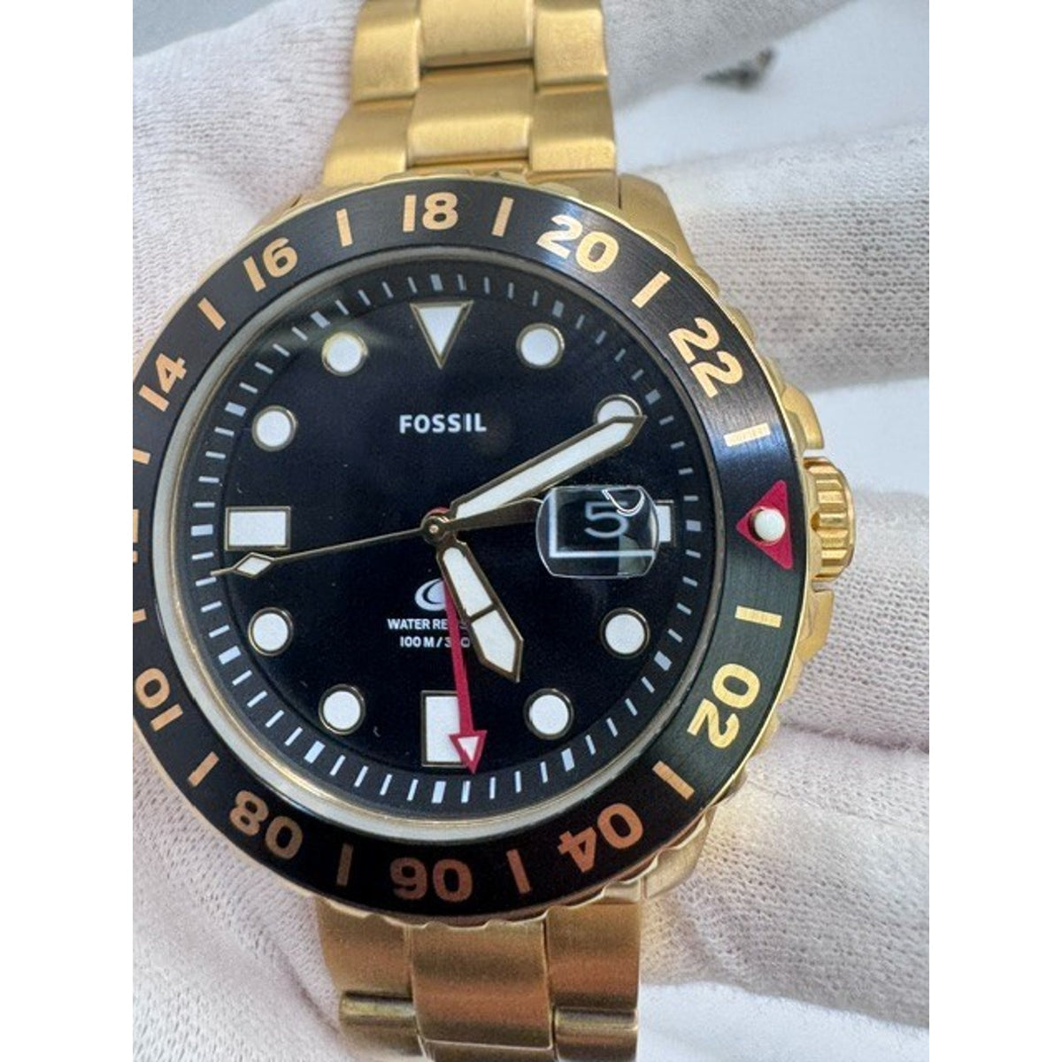 Fossil Blue Gmt Black Dial Men's Watch FS5990 New no tags