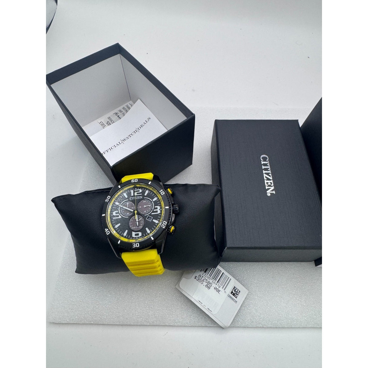 Citizen Eco-Drive Men's Brycen Black Dial Yellow Silicone Band Watch AT2585-08E
