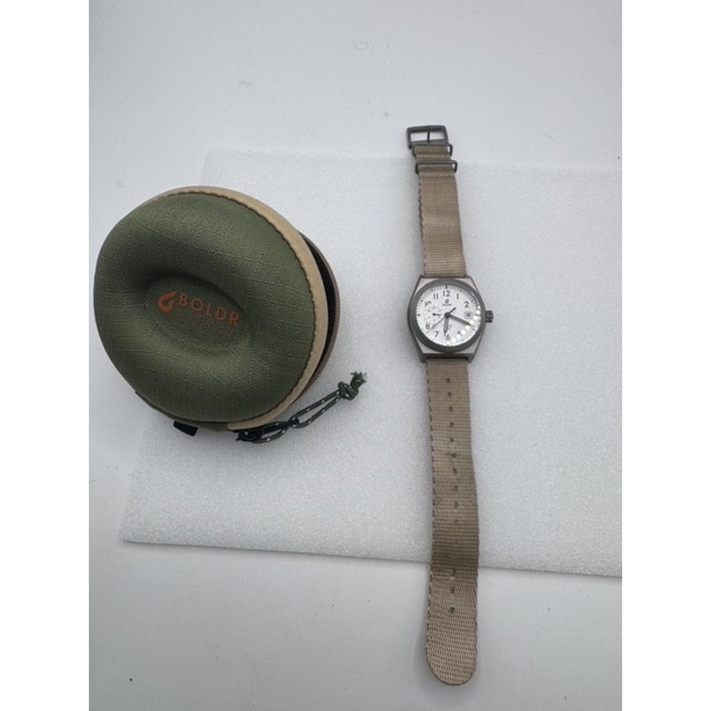 BOLDR VENTURE WAYFARER Automatico Titanio Bianco Tessuto Zaffiro Orologio Uomo