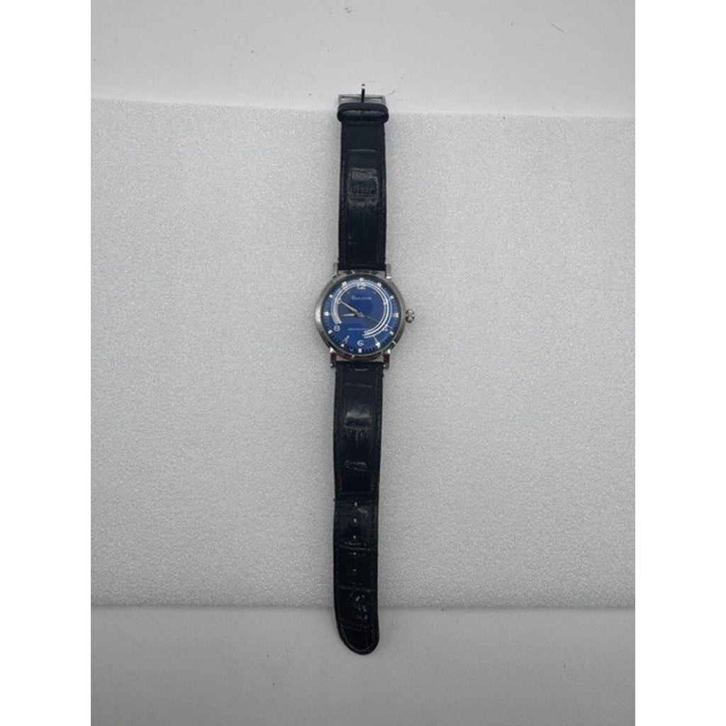 Bulova 96A242 Classic Automatic Blue Dial Leather Strap Selfwinding Watch $499