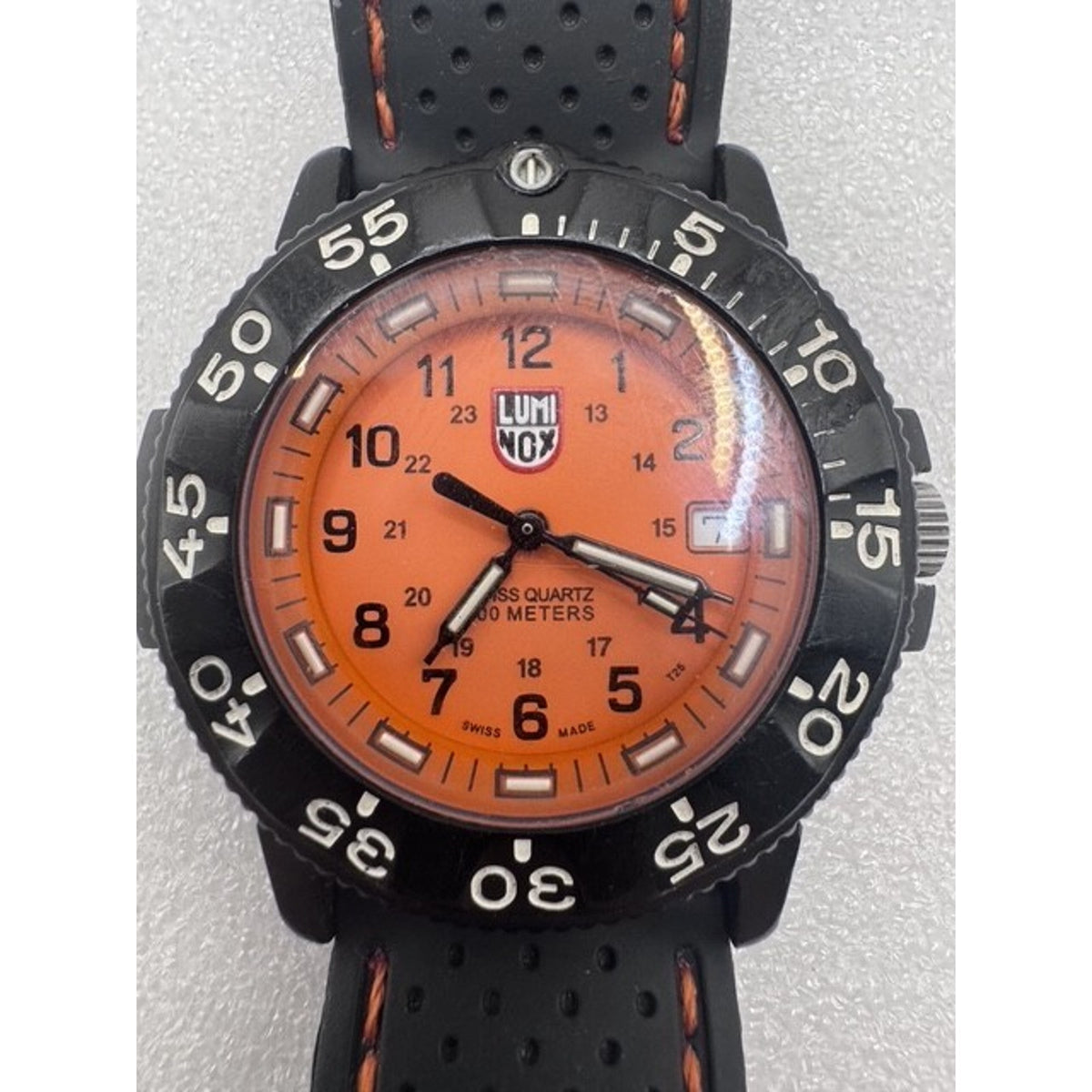 Luminox Navy SEAL 3000/3900 V3 Swiss Quartz 200M Black Dive Watch Orange dial