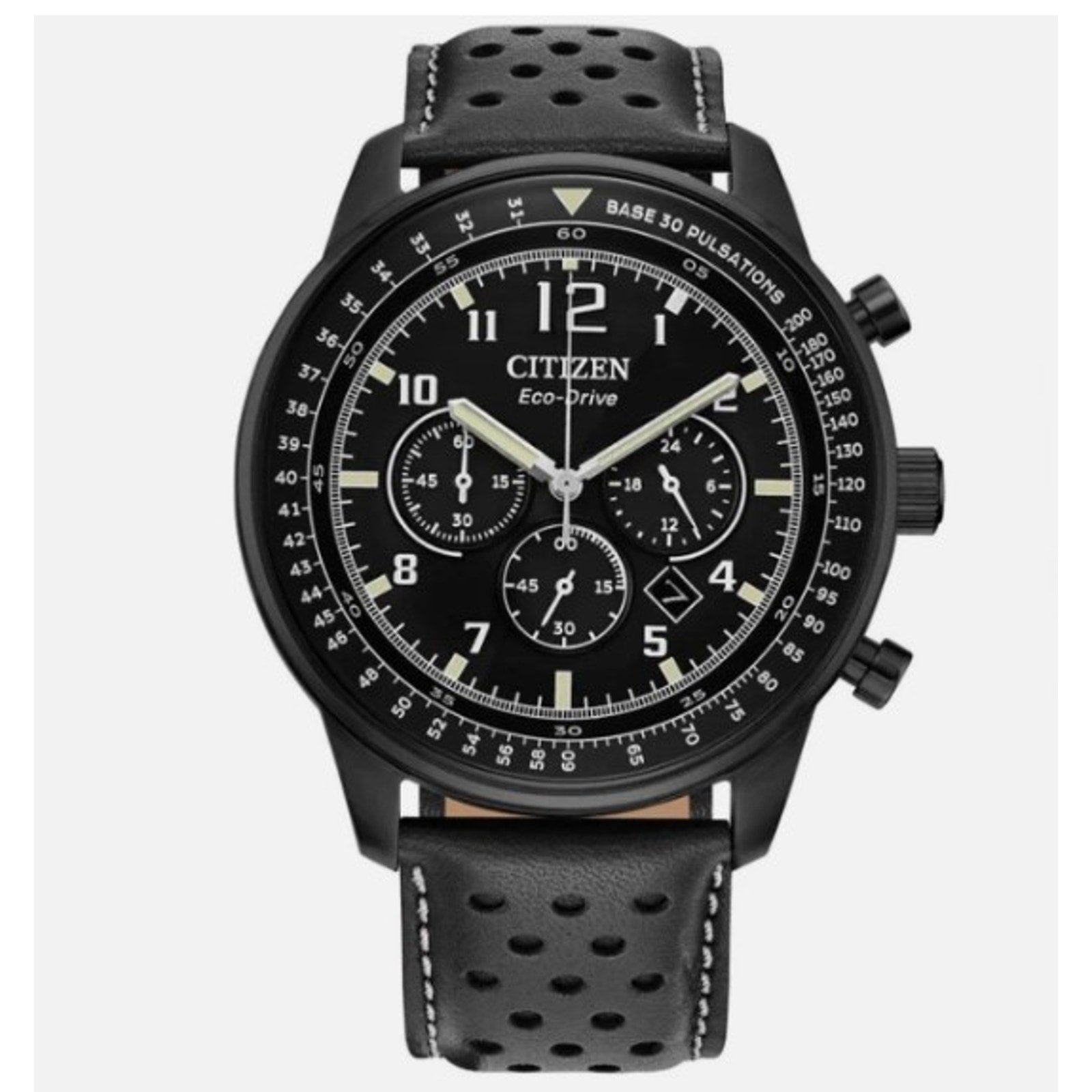 Citizen Eco-Drive Sport Casual Black Gray Mens 44mm Chronograph Watch CA4505-04E