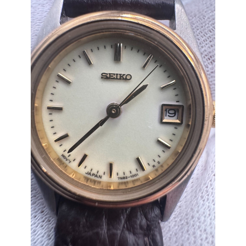 vintage seiko Women’s Quartz Watch 7NB2-0399 22mm New Battery Working -f194