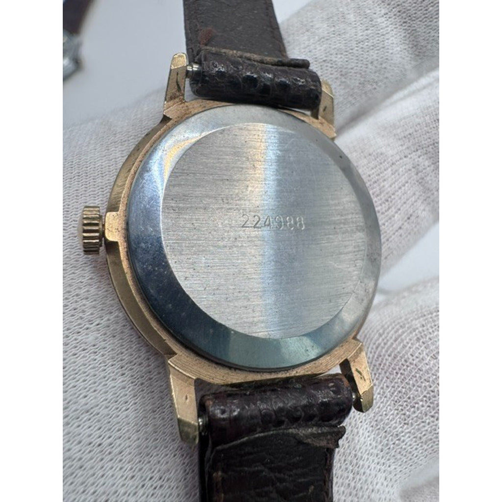 Vintage 1980s Sekonda 17 Jewels USSR Manual Wind Date Gold Plated Watch Running