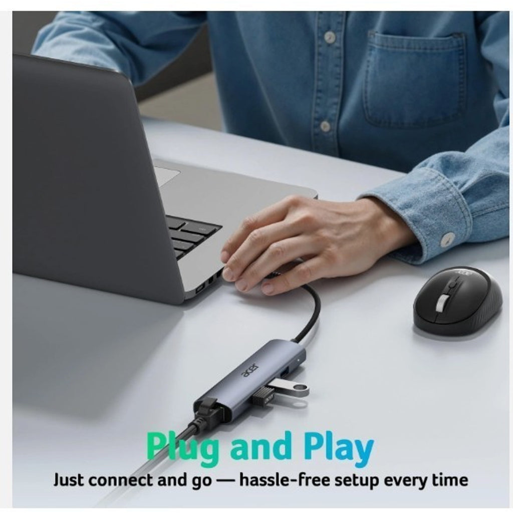 Acer Usb To Ethernet Adapter Usbc Hub Ethernet 1Gbps 3Usb 3.0 Aluminum Heat